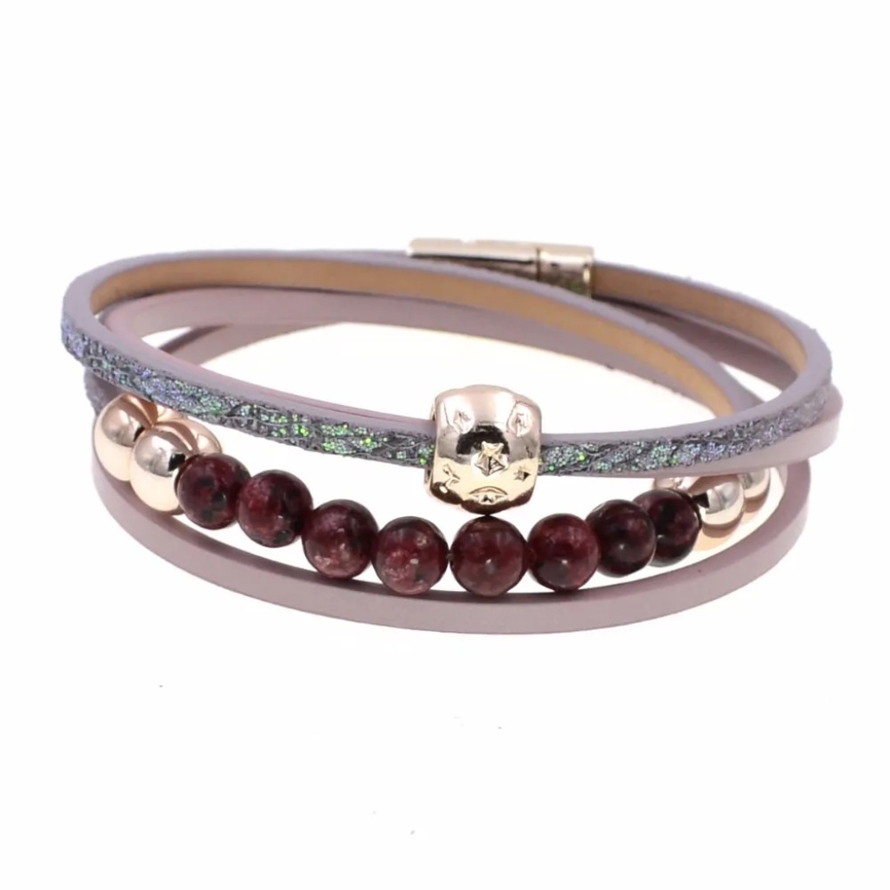 COPY - Rubber Bracelet with stones and gold accent magnetic clasp